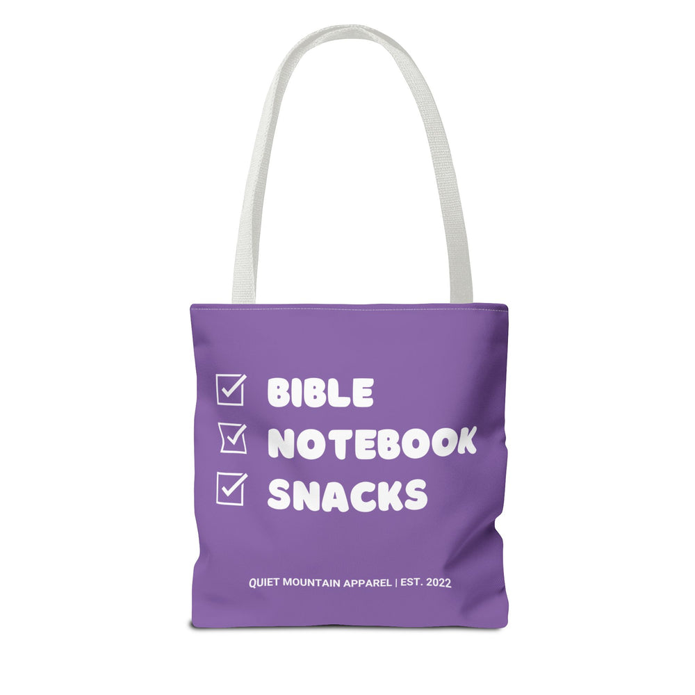 Bible, Notebook & Snacks Tote Bag