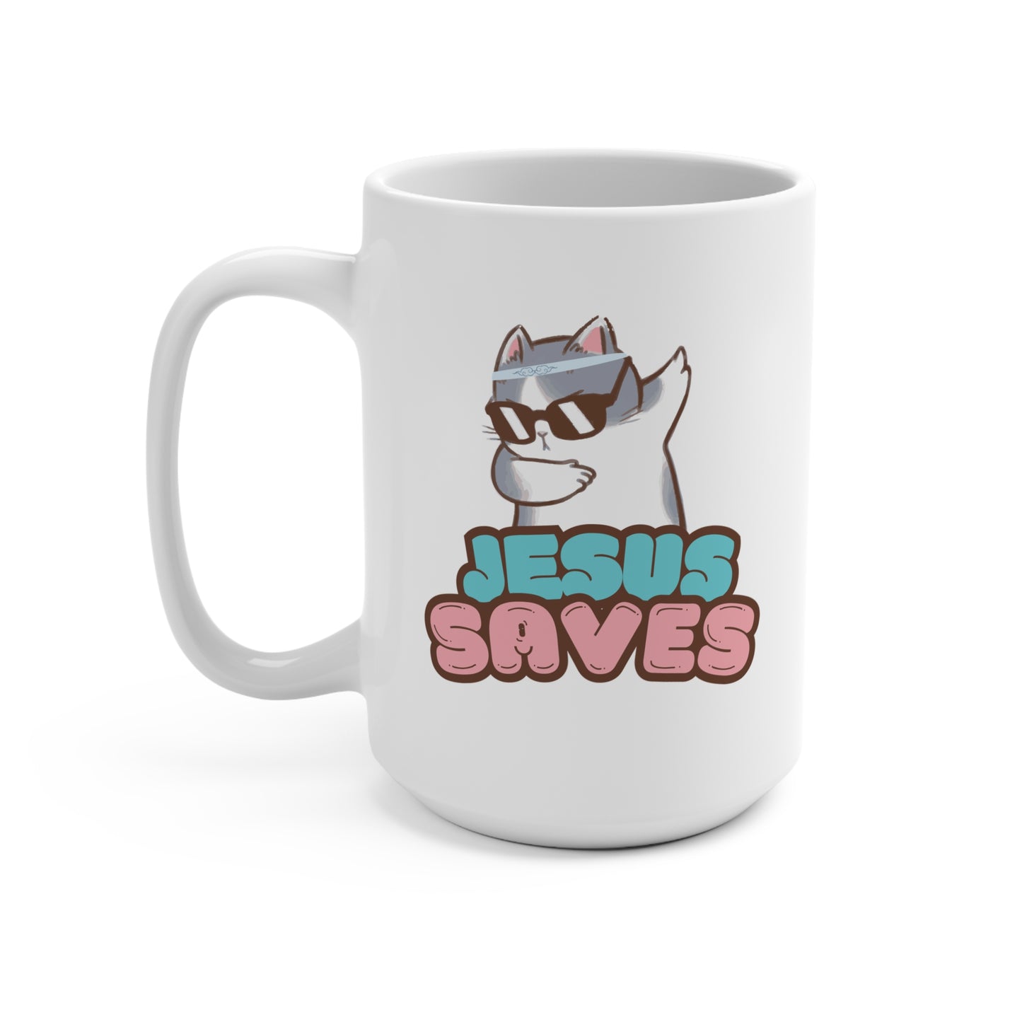 Jesus Saves Dab Cat Mug 15oz