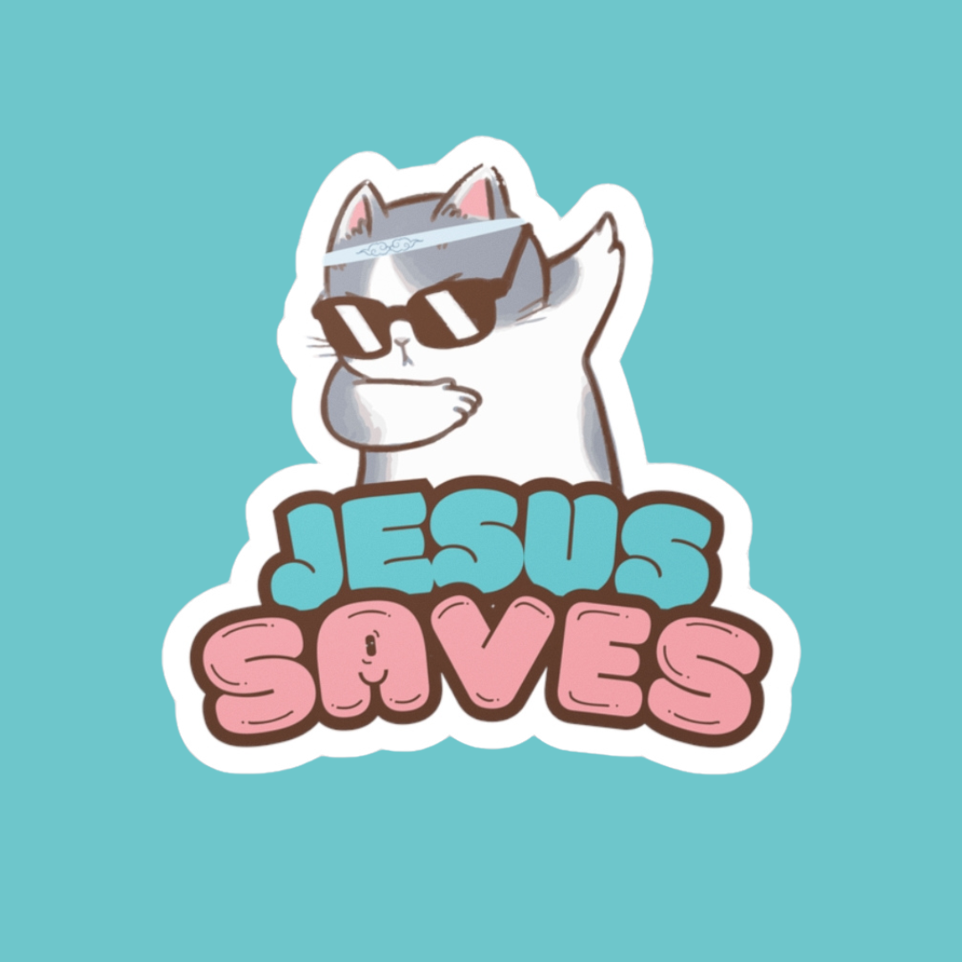 Jesus Saves Dab Cat Vinyl Sticker