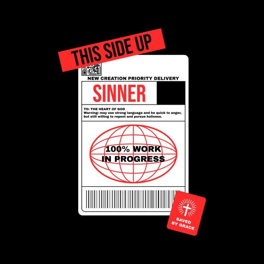 Label with text 'Sinner' and '100% Work in Progress' on a black background